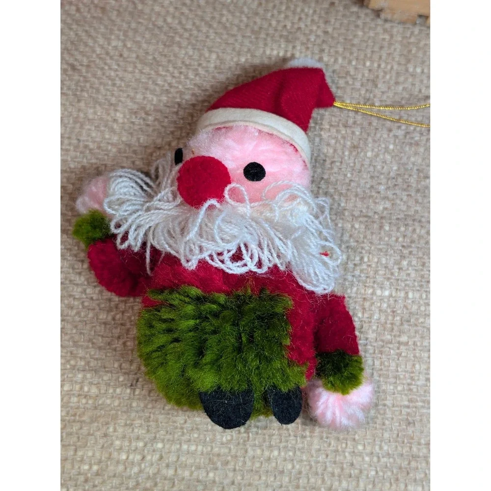 Vintage Handmade Christmas Ornaments Set Santa House Gnome Doll Holiday Decor